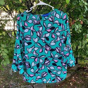 Apt.9 Long sleeve Crew Neck Multi Colored Blouse